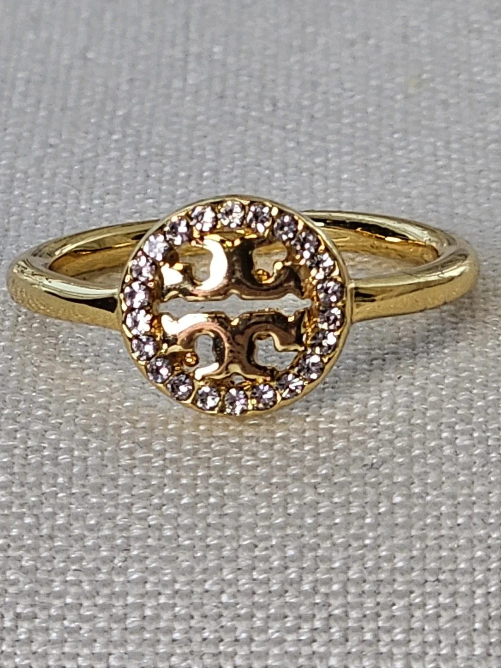 Tory Burch Miller Pavé Ring, gold-plated Size 6 New Without Tags